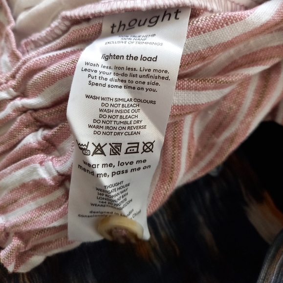 Thought Azalea Striped Pleated 100% Hemp Culottes in Blush Pink - Picture 8 of 8